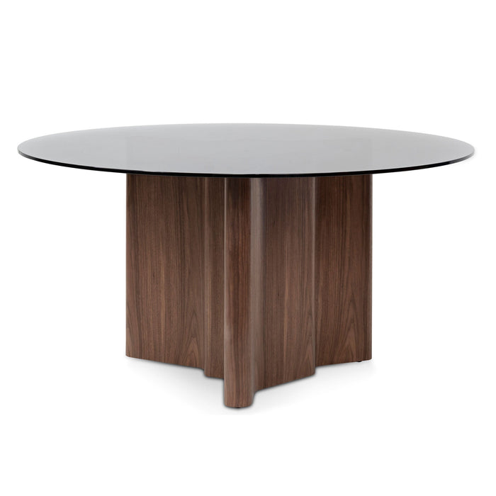 CDT6922-BB 1.5m Round Glass Dining Table - Walnut