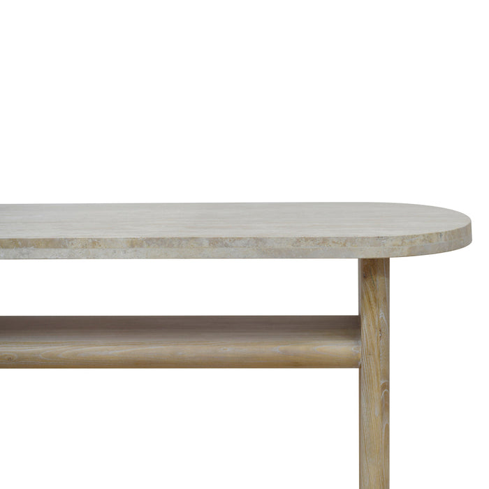 CDT8667-NI Travertine Marble 1.22m Console Table - White Wash