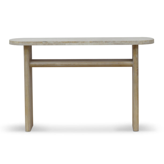 CDT8667-NI Travertine Marble 1.22m Console Table - White Wash