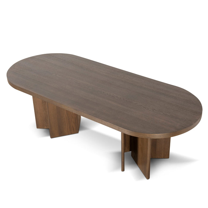 CDT8696-VA 2.4m Pill Shape Dining Table - Caramel Oak