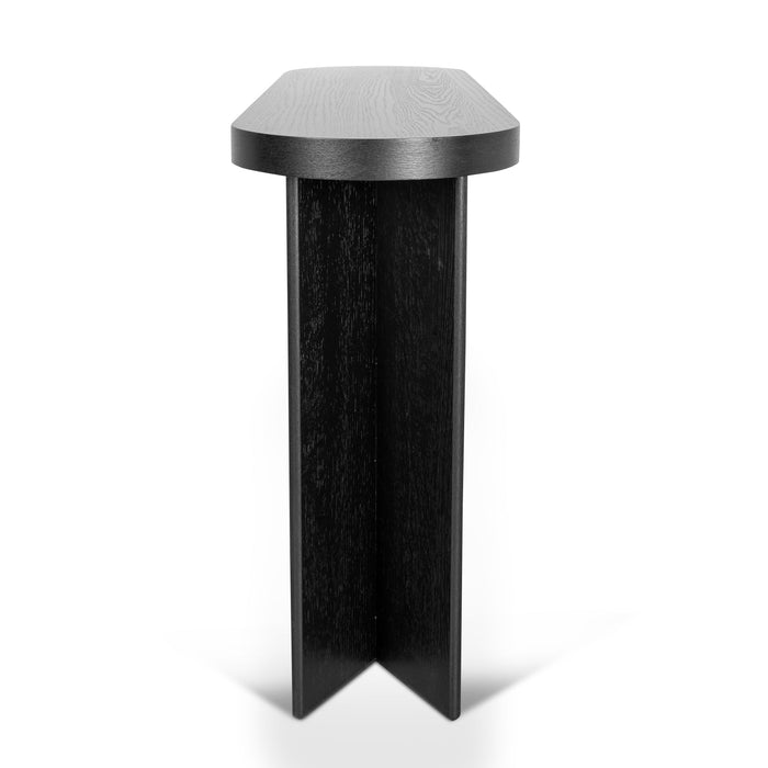 CDT8702-VA 1.3m Pill Shape Console Table - Textured Espresso Black