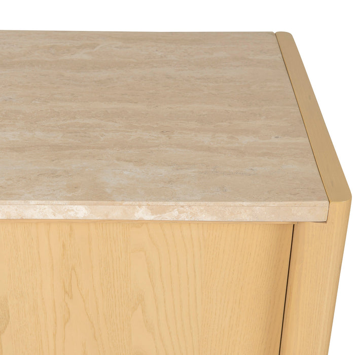 CDT8736-KK 2.1m Travertine Top Sideboard Unit - Creme Ash