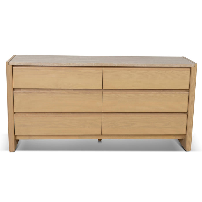 CDT8741-KK 160m Travertine Chest of Drawers - Creme Ash