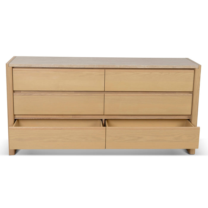 CDT8741-KK 160m Travertine Chest of Drawers - Creme Ash