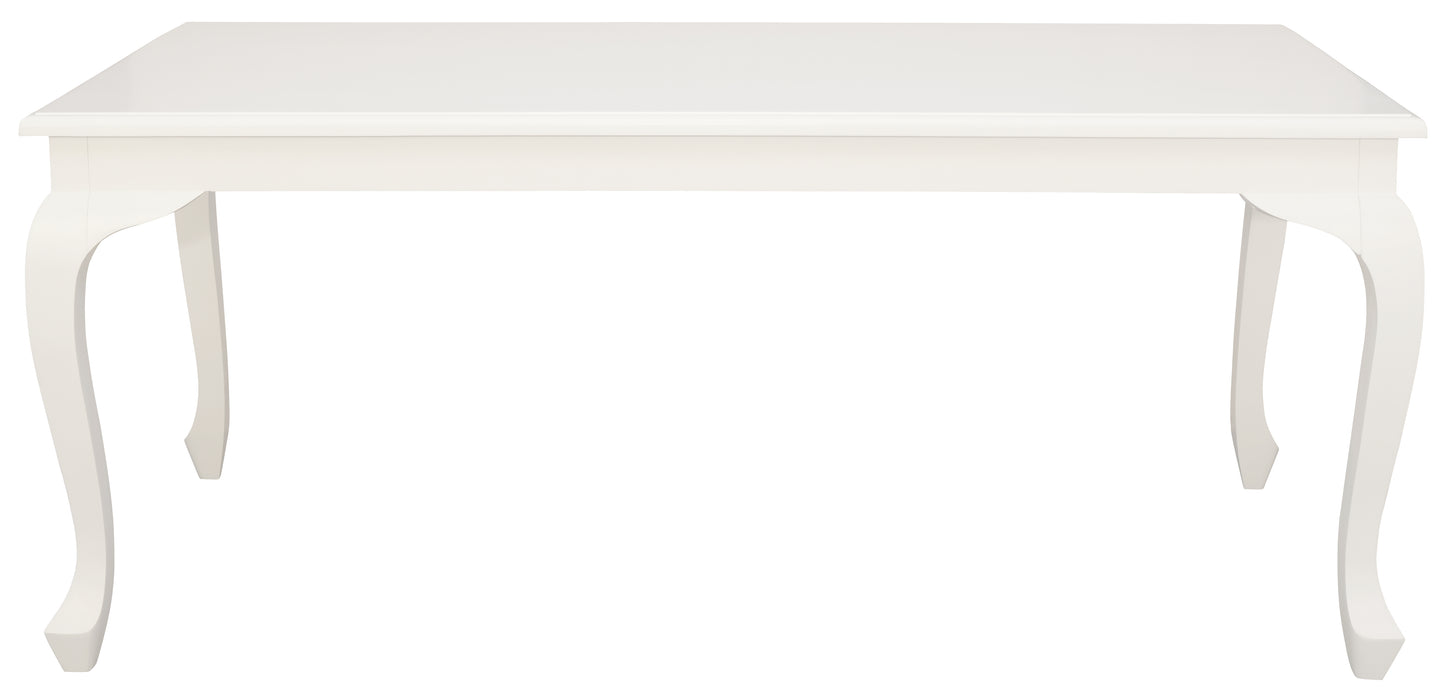 Queen Anne Solid Mahogany Timber Dining Table (White)