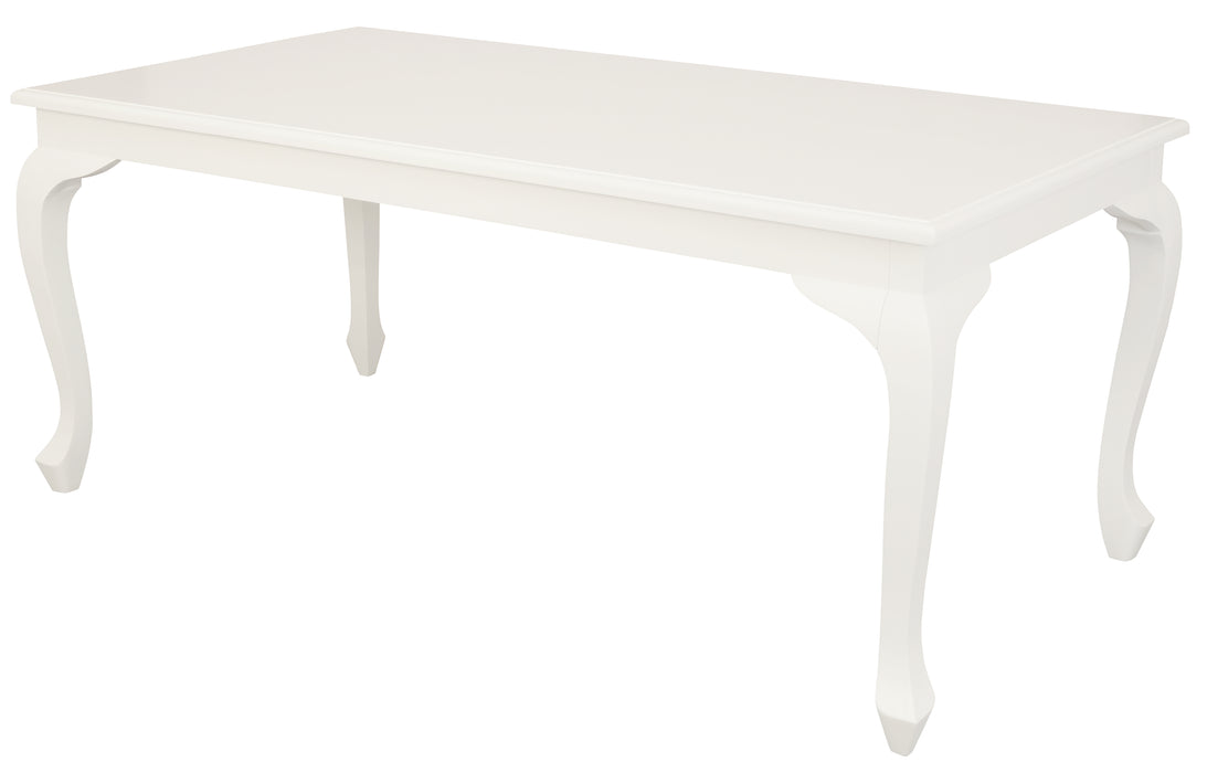 Queen Anne Solid Mahogany Timber Dining Table (White)