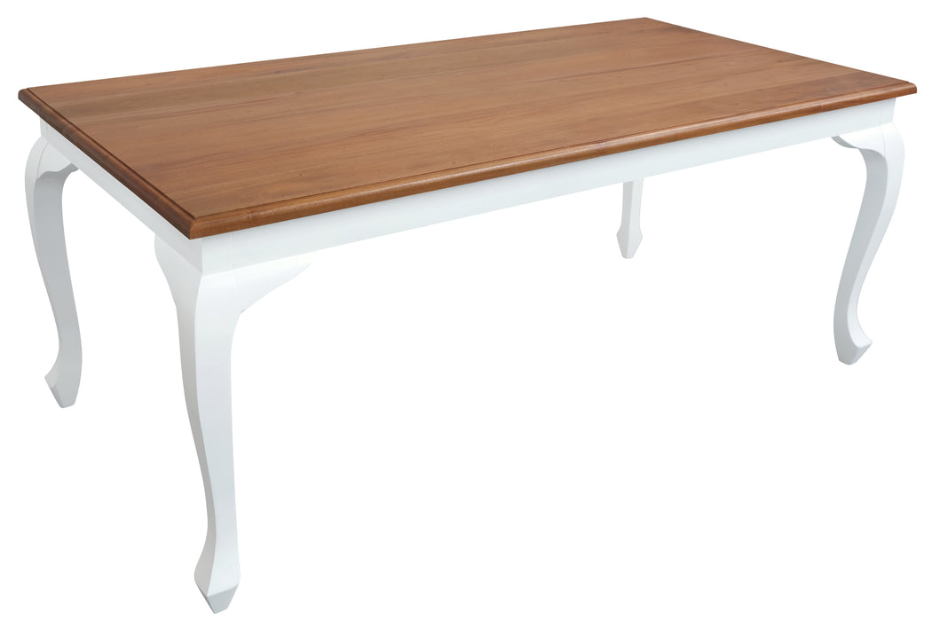 Queen Anne Solid Mahogany Timber Dining Table (White Caramel)