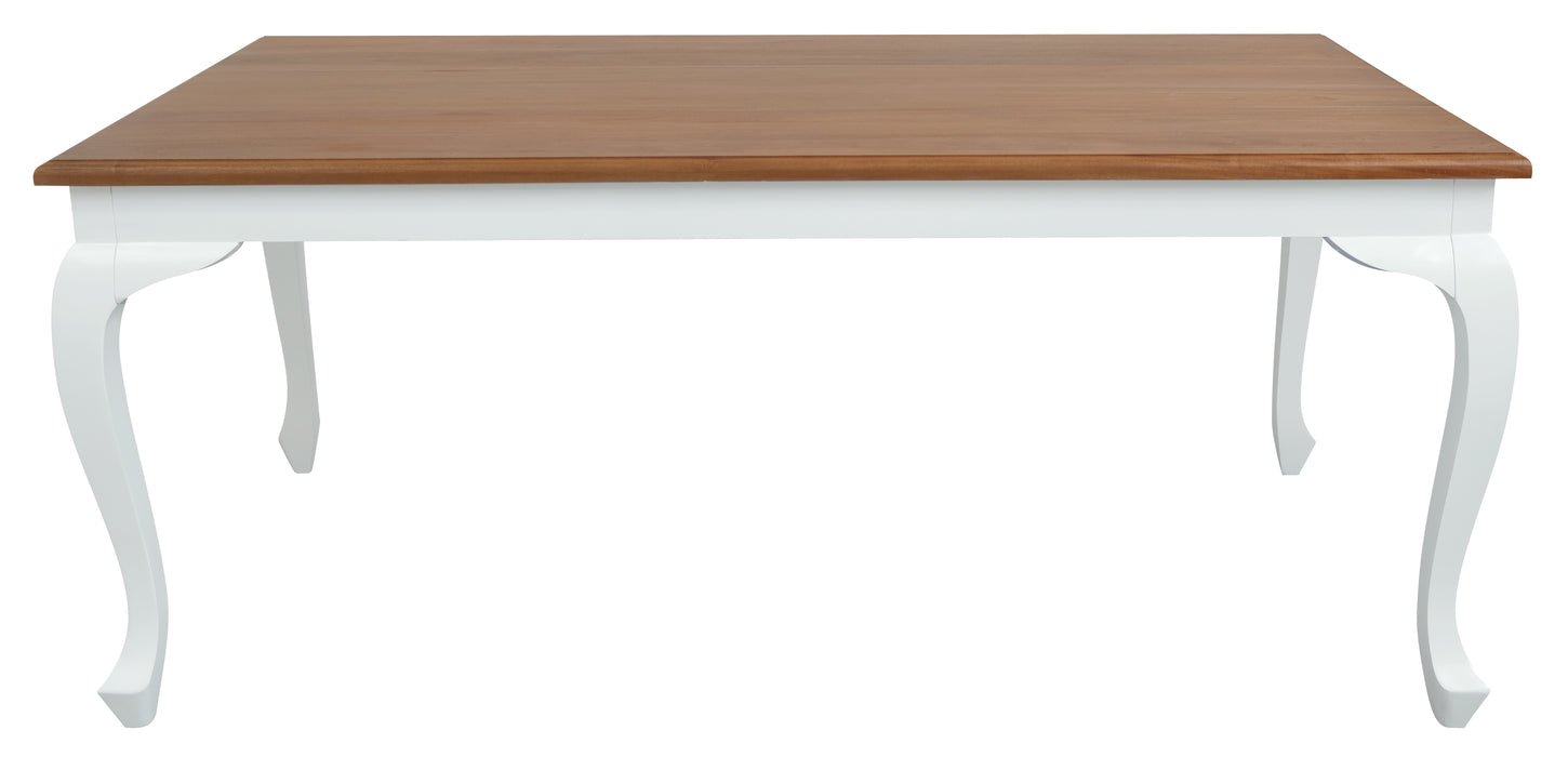 Queen Anne Solid Mahogany Timber Dining Table (White Caramel)