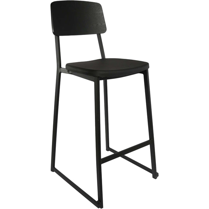 Durafurn Denver Barstool - Black Vinyl Seat & Black Ply Backrest