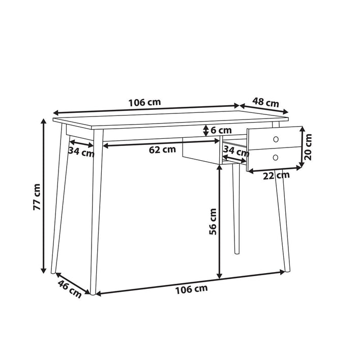 Oslo Desk With Drawer - Black And Natural