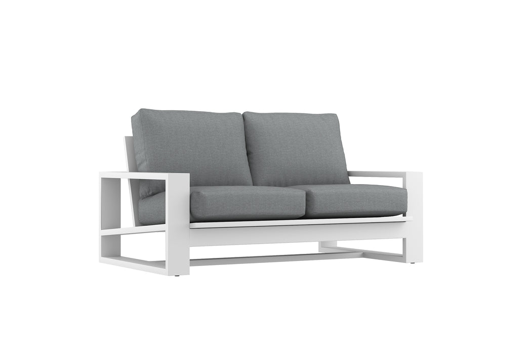 Double Island Outdoor Sofa - 2 Seater White - Cast Silver