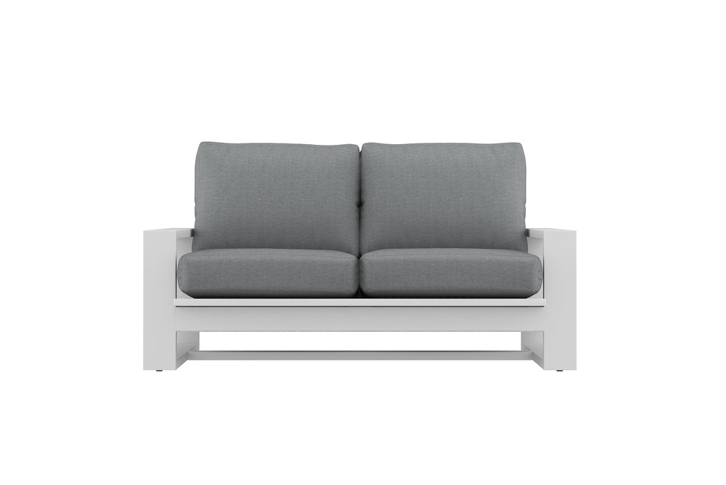 Double Island Outdoor Sofa - 2 Seater White - Cast Silver