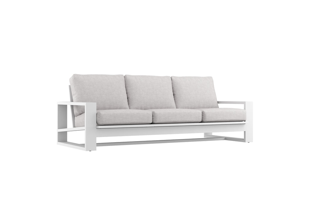 Double Island Outdoor Sofa - 3 Seater White - Cast Silver