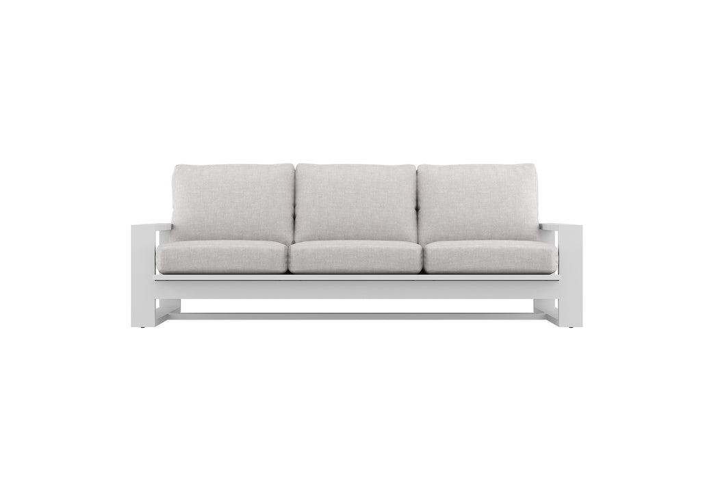 Double Island Outdoor Sofa - 3 Seater White - Cast Silver