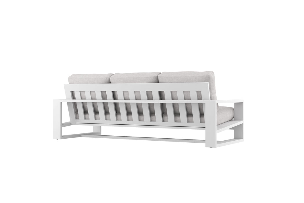 Double Island Outdoor Sofa - 3 Seater White - Cast Silver