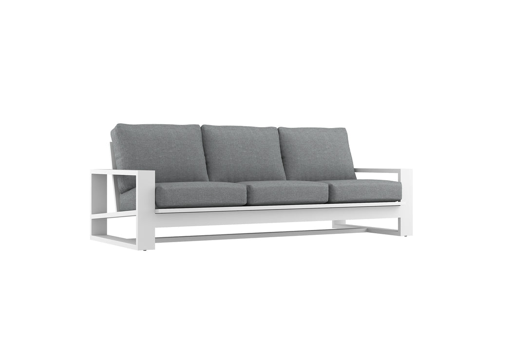 Double Island Outdoor Sofa - 3 Seater White - Cast Silver