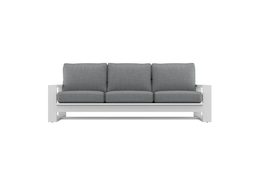 Double Island Outdoor Sofa - 3 Seater White - Cast Silver