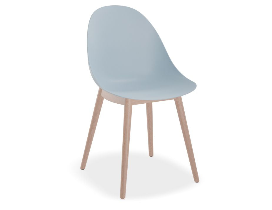 Shell Chair Blue Pebble Chair Pale Blue with Shell Seat - Natural Beechwood Base, Plast