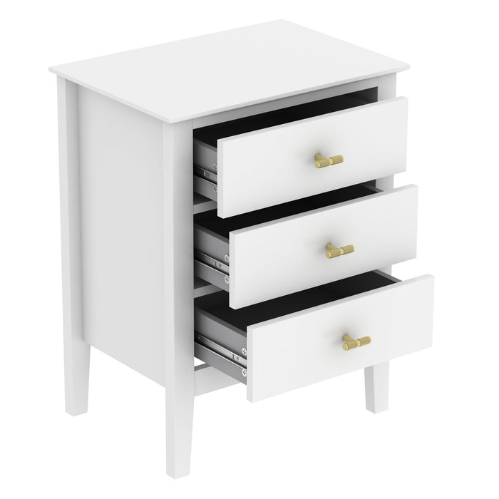 Harper 3 Drawer Side Table - White