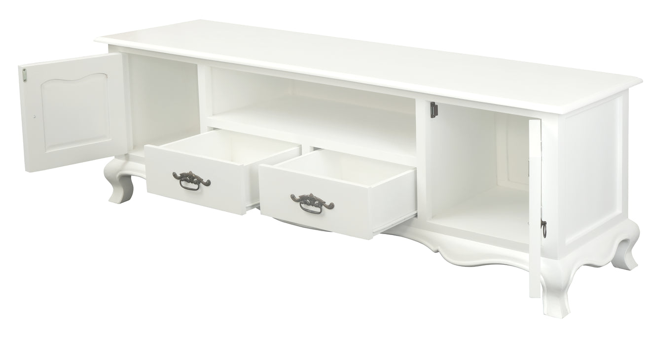 French Provincial 2 Door 2 Drawer Entertainment Unit (White)
