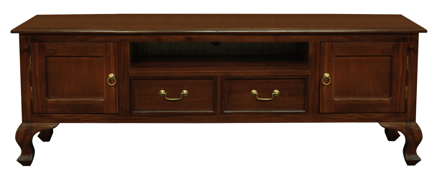 Queen Anne 2 Door 2 Drawer Entertainment Unit (Mahogany)
