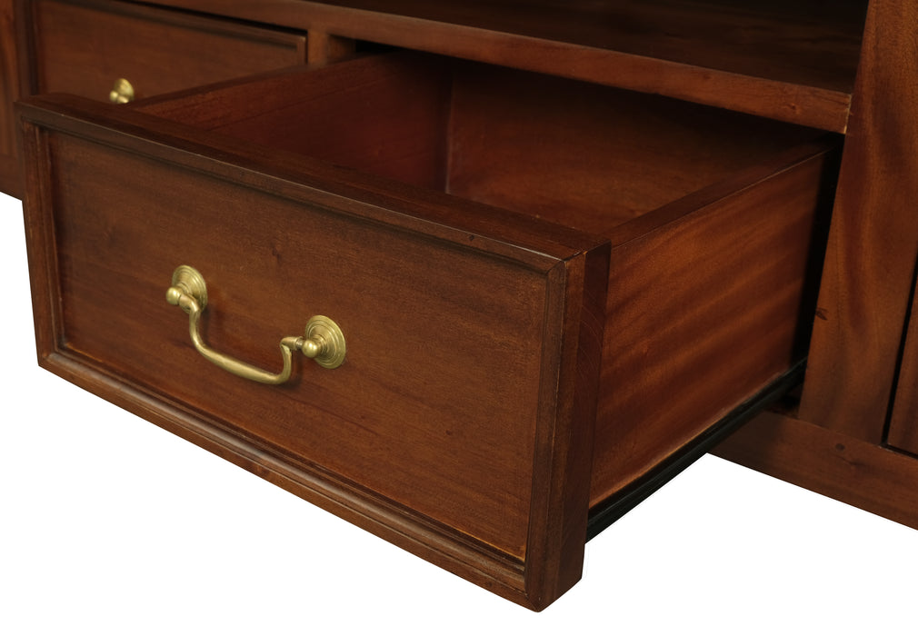 Queen Anne 2 Door 2 Drawer Entertainment Unit (Mahogany)