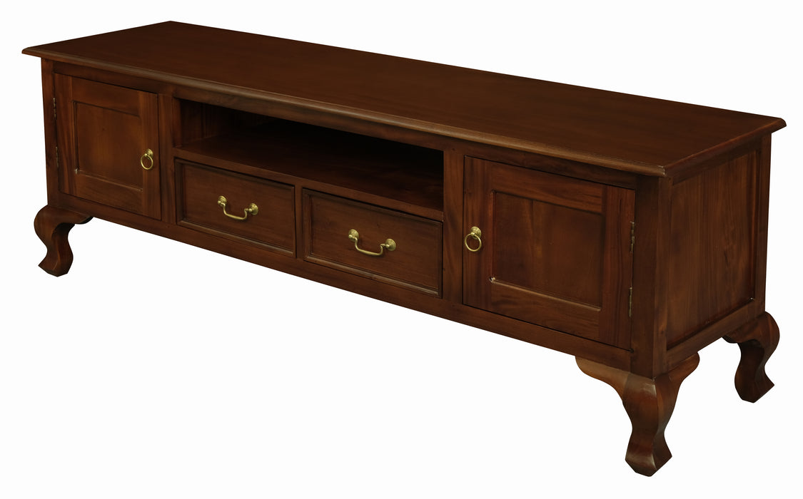 Queen Anne 2 Door 2 Drawer Entertainment Unit (Mahogany)