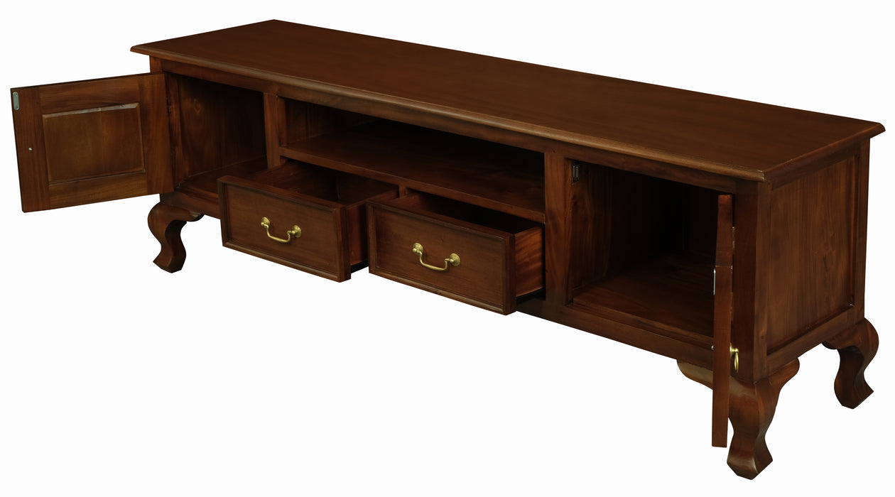 Queen Anne 2 Door 2 Drawer Entertainment Unit (Mahogany)