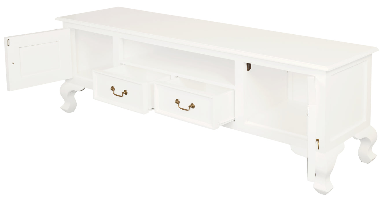 Queen Anne 2 Door 2 Drawer Entertainment Unit (White)