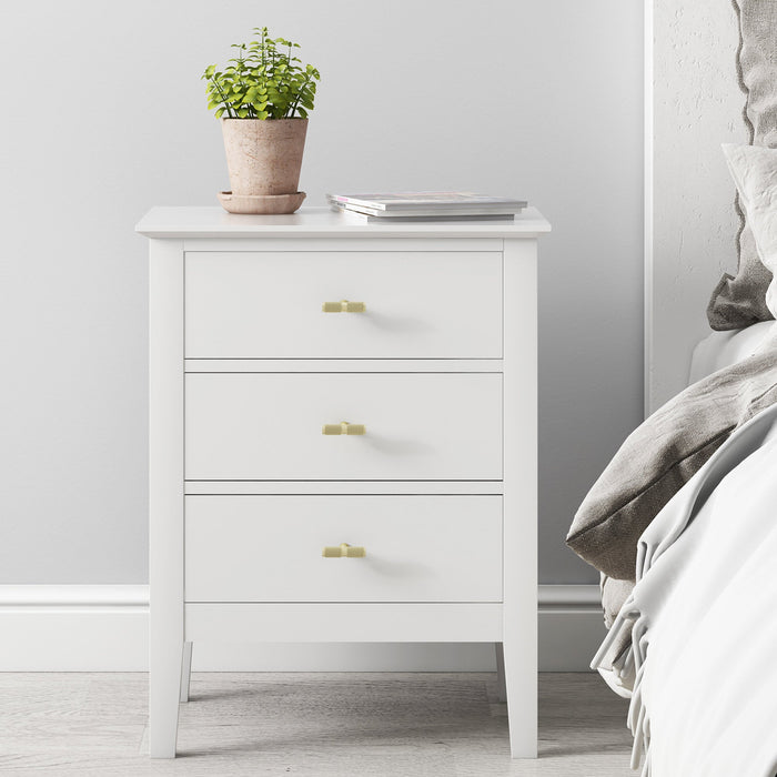 Harper 3 Drawer Side Table - White