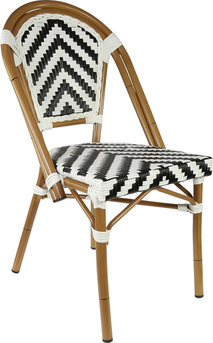 Durafurn Eiffel Chair - Natural Frame - Black/White Chevron
