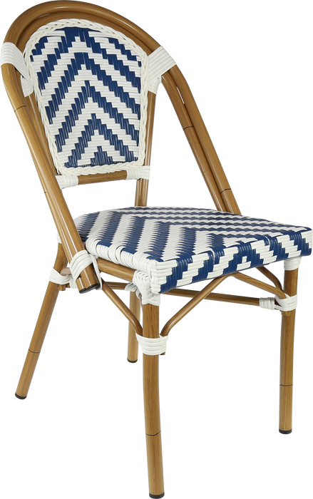 Durafurn Eiffel Chair - Natural Frame - Navy / White Chevron