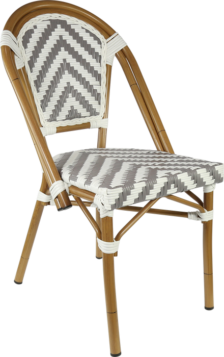 Durafurn Eiffel Chair - Natural Frame - Dark Grey/ White Chevron
