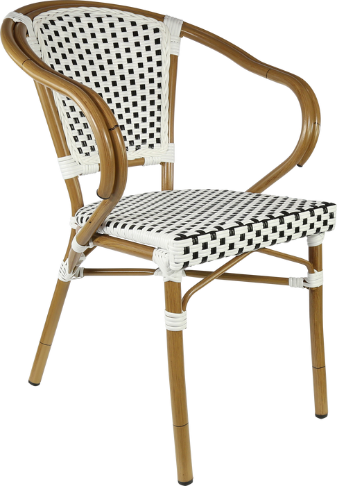 Durafurn Eiffel Arm Chair - Natural Frame - White/Black Standard