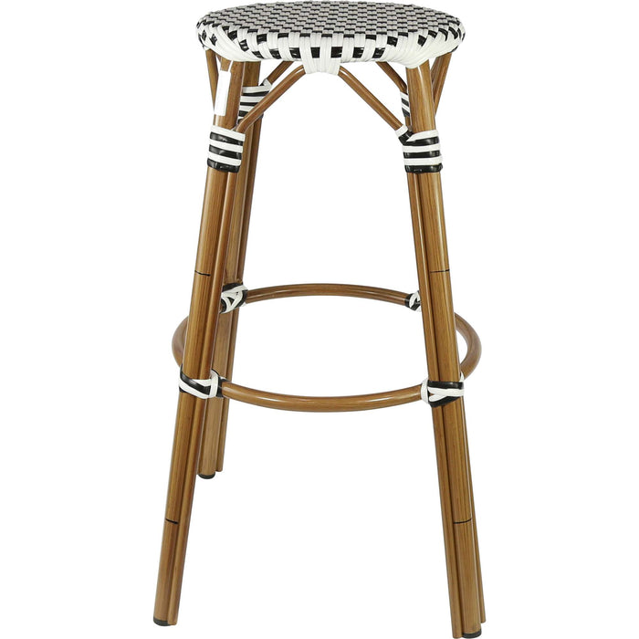 Durafurn Eiffel 750 Backless Stool - Natural Frame - White/Black Standard