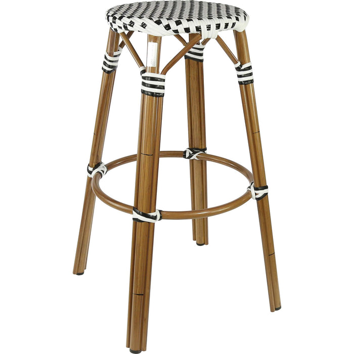 Durafurn Eiffel 750 Backless Stool - Natural Frame - White/Black Standard