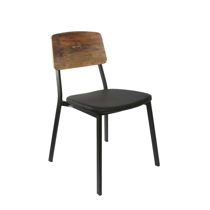 Durafurn Denver Chair - Black Vinyl Seat & Rustic Wood Ply Backrest