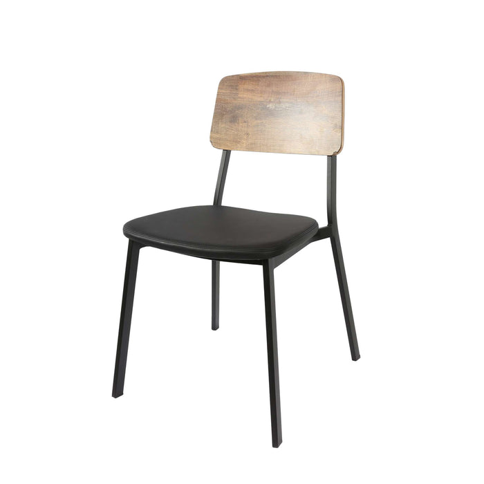 Durafurn Denver Chair - Black Vinyl Seat & Rustic Wood Ply Backrest