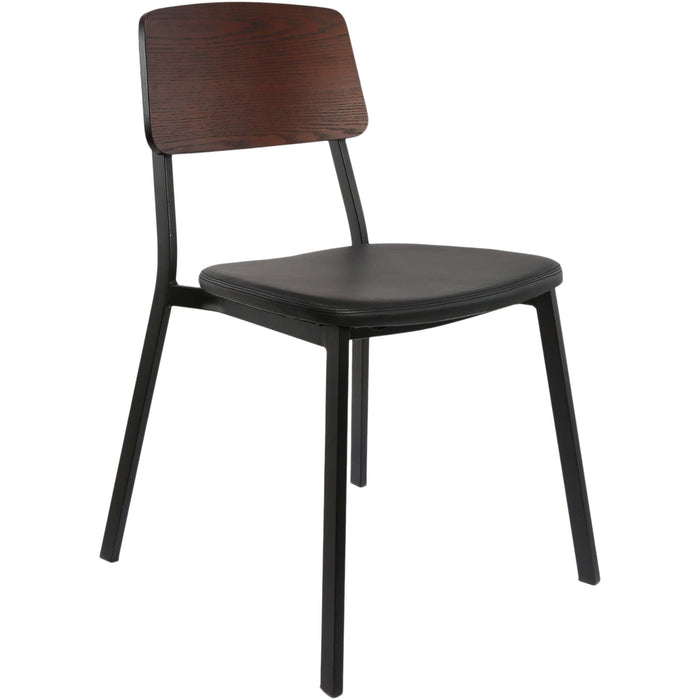 Durafurn Denver Chair - Black Vinyl Seat & Dark Natural Ply Backrest