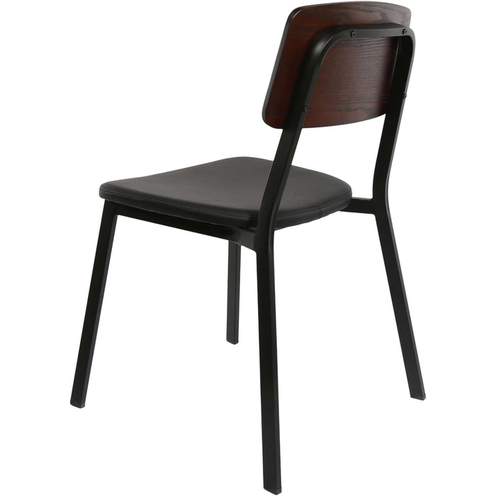 Durafurn Denver Chair - Black Vinyl Seat & Dark Natural Ply Backrest