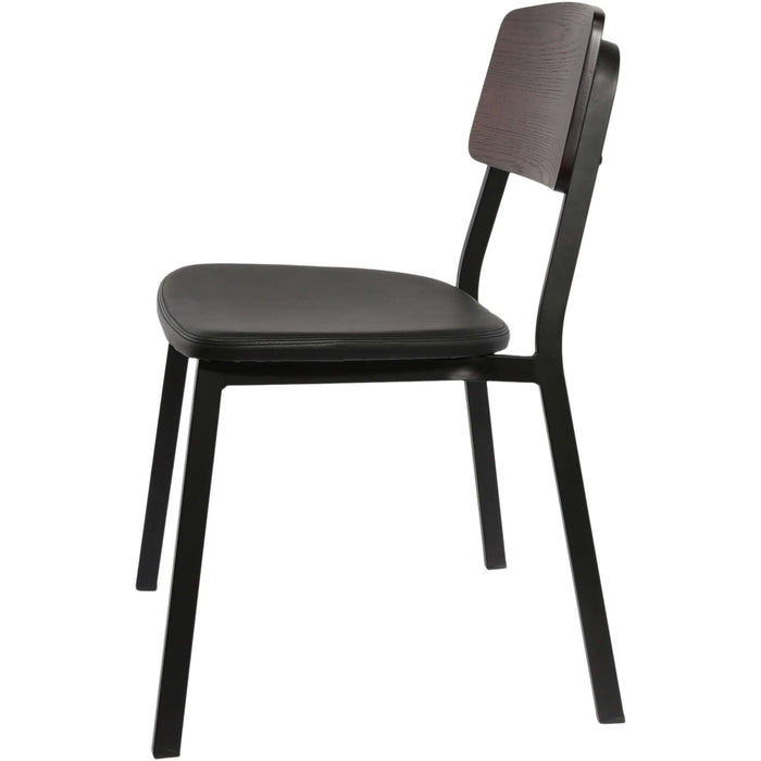Durafurn Denver Chair - Black Vinyl Seat & Dark Natural Ply Backrest