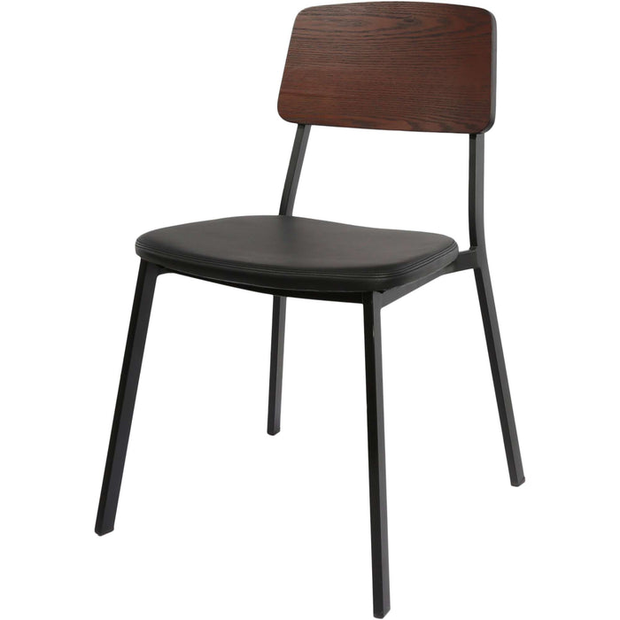 Durafurn Denver Chair - Black Vinyl Seat & Dark Natural Ply Backrest