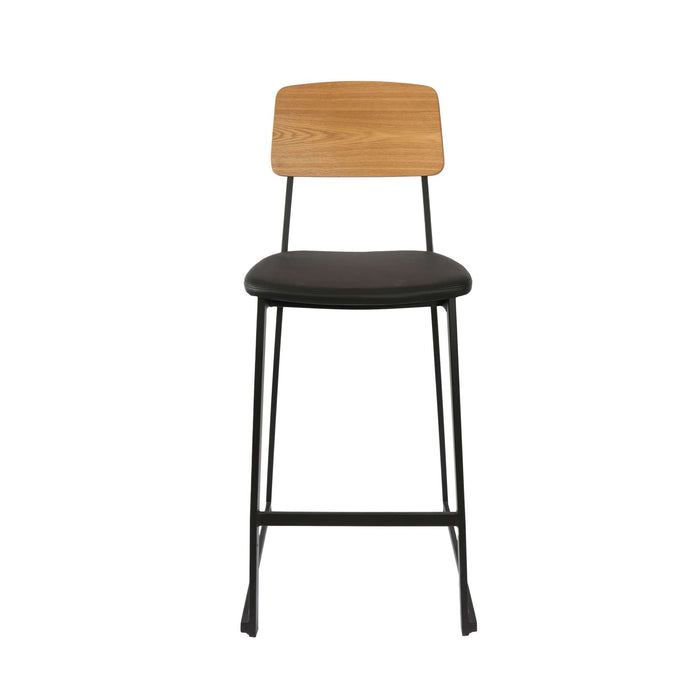 Durafurn Denver Barstool - Black Vinyl Seat & Natural Ply Backrest
