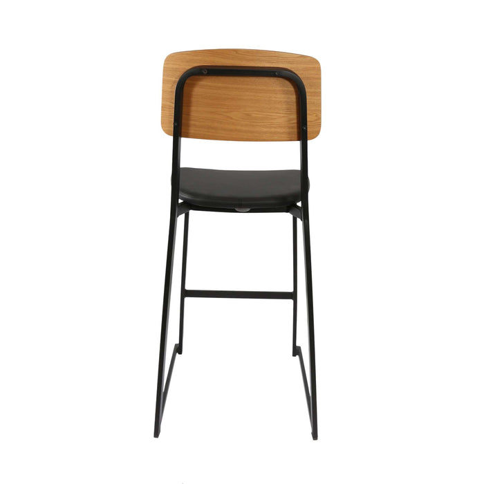Durafurn Denver Barstool - Black Vinyl Seat & Natural Ply Backrest