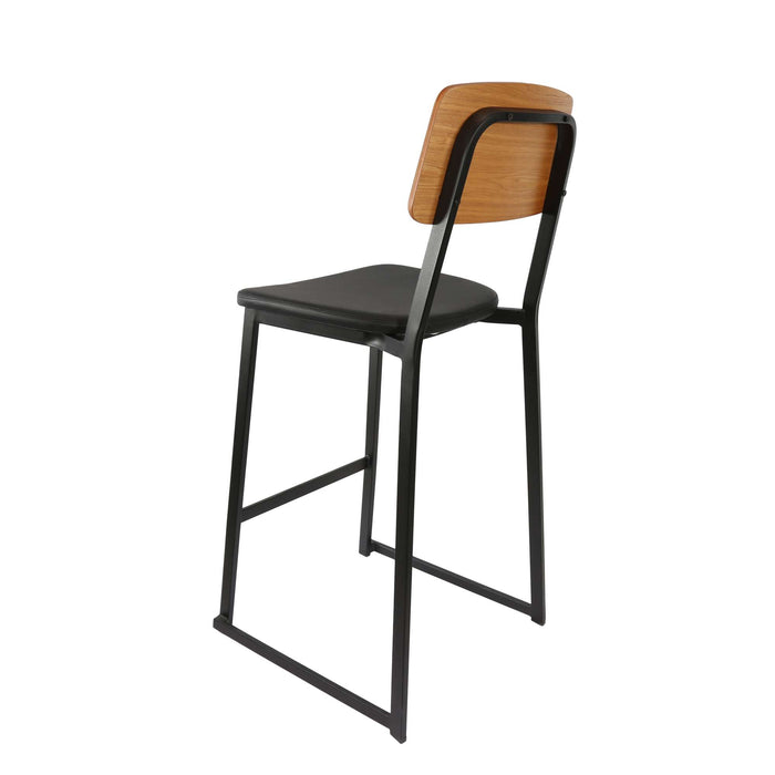 Durafurn Denver Barstool - Black Vinyl Seat & Natural Ply Backrest