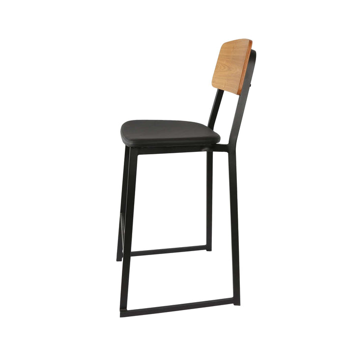 Durafurn Denver Barstool - Black Vinyl Seat & Natural Ply Backrest