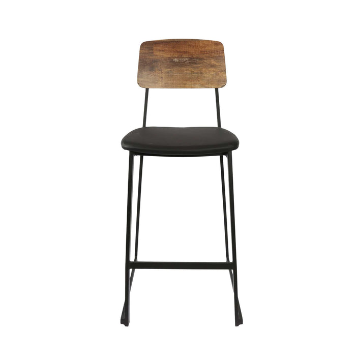 Durafurn Denver Barstool - Black Vinyl Seat & Rustic Wood Ply Backrest