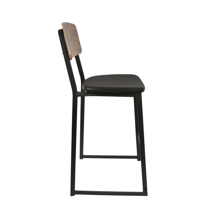 Durafurn Denver Barstool - Black Vinyl Seat & Rustic Wood Ply Backrest