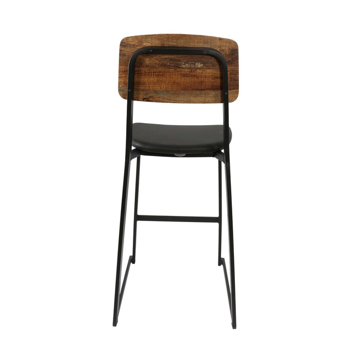 Durafurn Denver Barstool - Black Vinyl Seat & Rustic Wood Ply Backrest