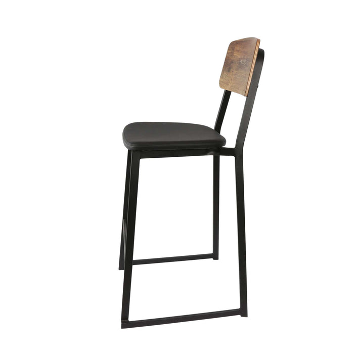 Durafurn Denver Barstool - Black Vinyl Seat & Rustic Wood Ply Backrest